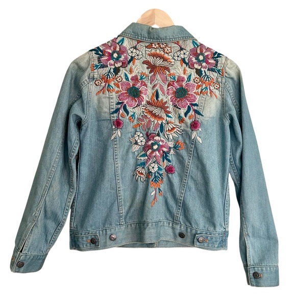 Johnny Was Nena Floral-Embroidered Denim Jacket | Sz Small - Picture 4 of 12